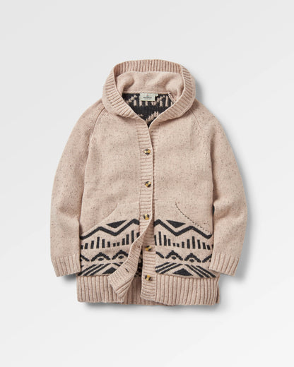Snoozle Knitted Hooded Cardigan - Oatmeal - Flatlay