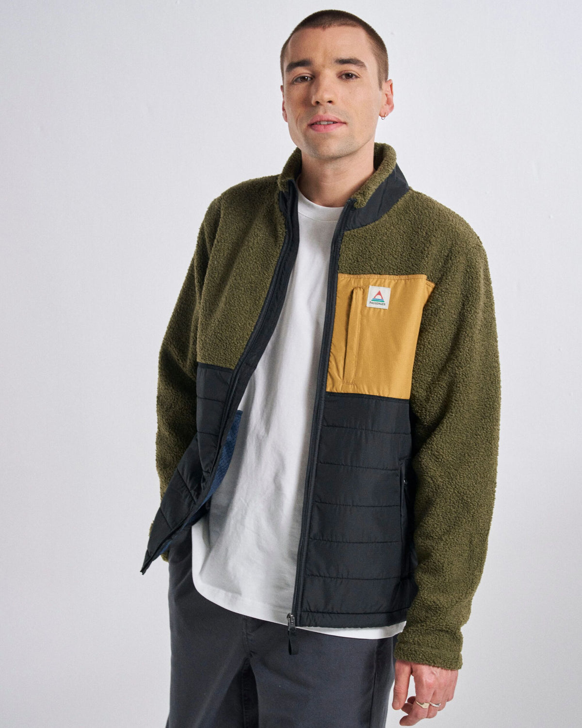 Born Explorer Polar-Lined Sherpa Fleece - Khaki - Studio Model