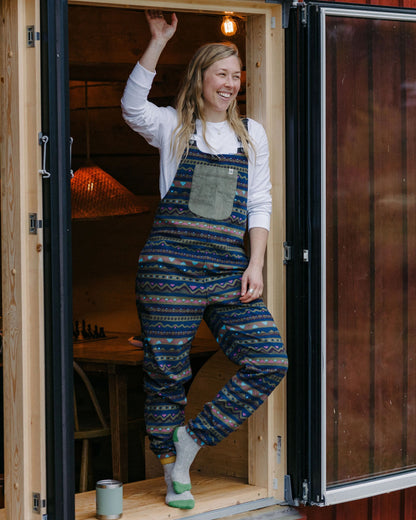 Ace Polar Fleece Dungarees - Mountain Geo Multi - Lifestyle