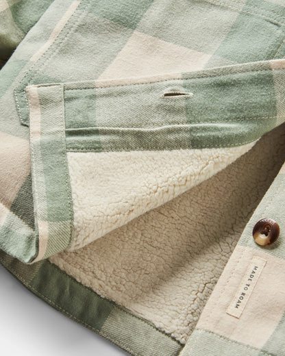 Flint Cotton Overshirt - Pistachio Buffalo Check - Flatlay