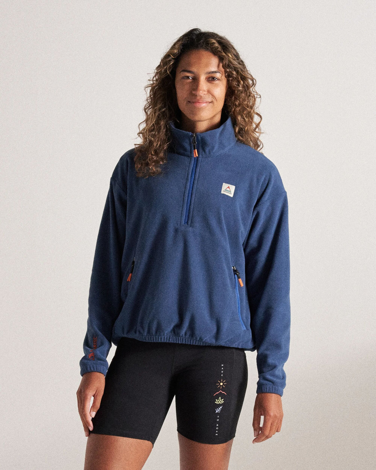 Ayla Micro Polartec® Fleece - Dark Denim - Studio Model