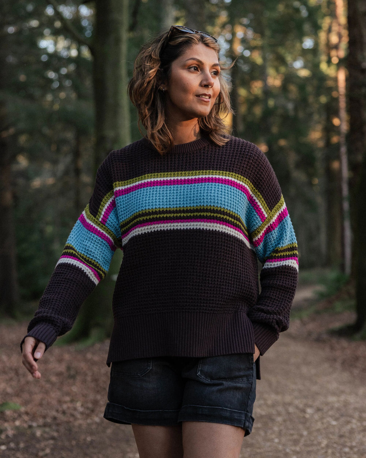 Reflection Stripey Jumper - Espresso - Lifestyle