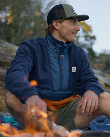 Woodland Hoodless Polar Fleece - Rich Navy/Sunset Orange - Lifestyle