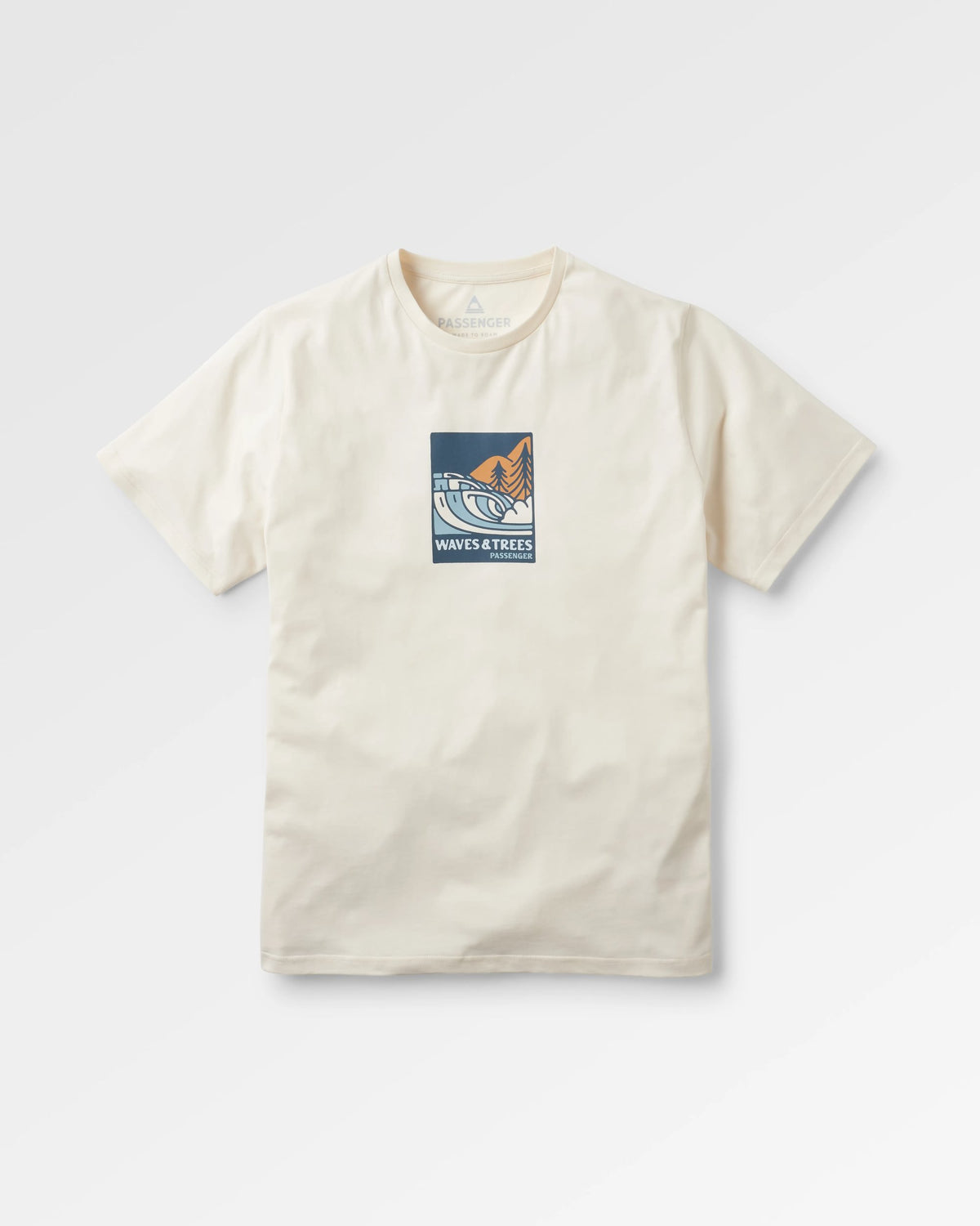 Waves & Trees  Cotton T-Shirt - Birch - Flatlay