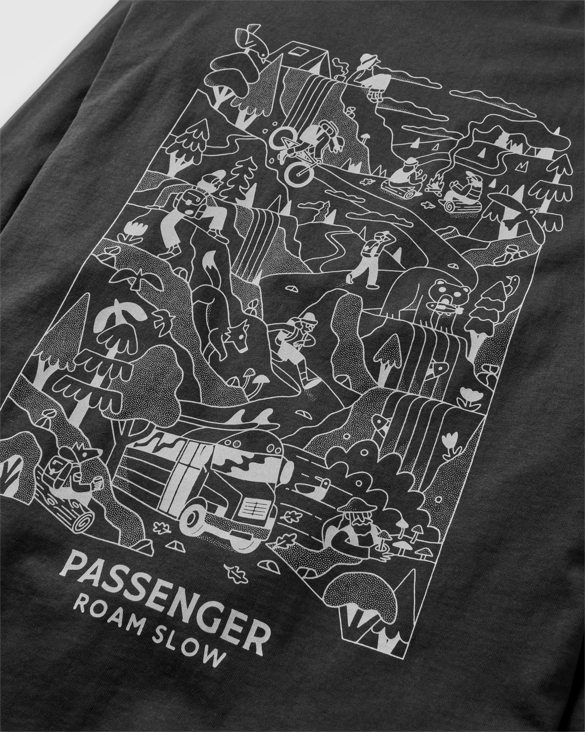 Roam Slow Men's LS T-Shirt - Black - Flatlay