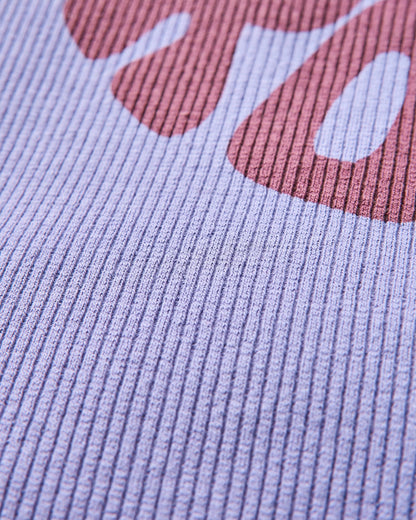 Easy Days Ribbed Graphic Cropped Vest - Retro Purple - Flatlay