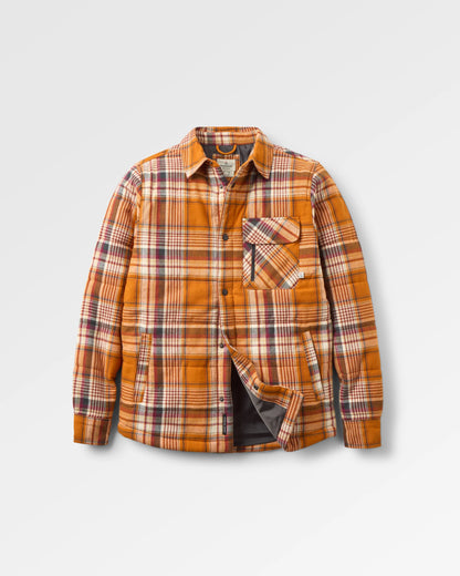Taranaki Quilted Overshirt - Retro Orange Check - Flatlay