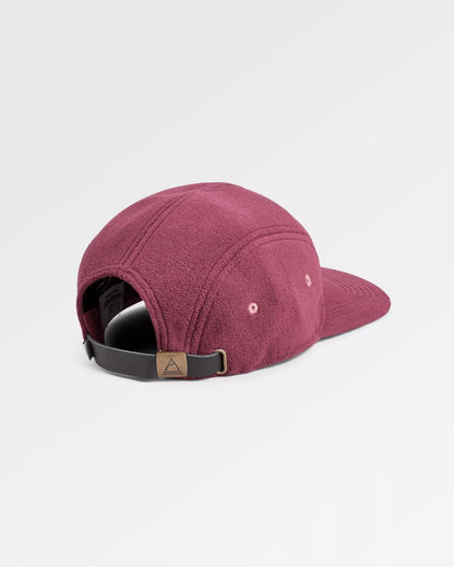Pine Polar Fleece 5 Panel Cap - Wine - Flatlay