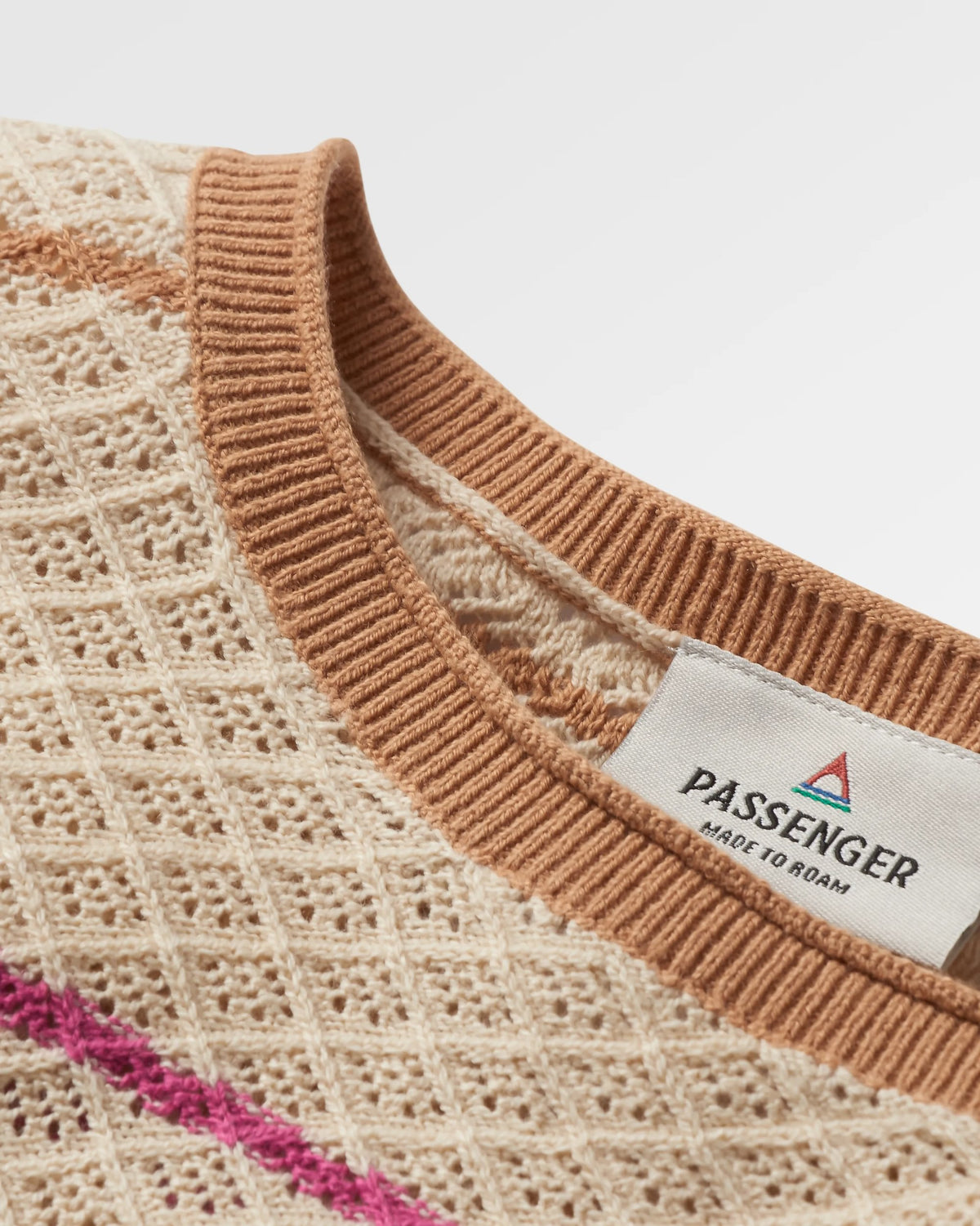 Migrate Knitted Jumper - Oat Multi Stripe - Flatlay