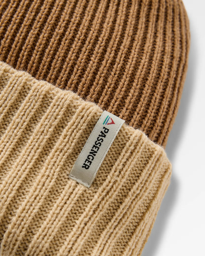 Outlook Reversible Beanie - Toffee/Stone - Flatlay