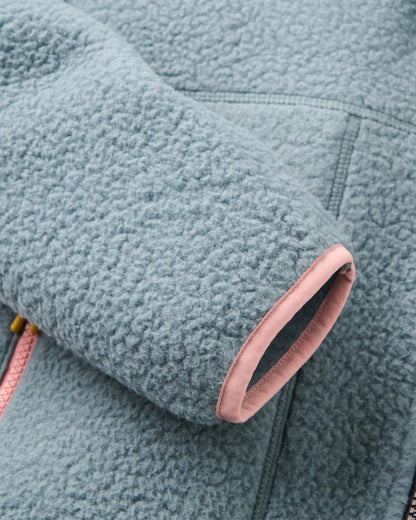 Home Full Zip Hooded Sherpa Fleece - Stormy Blue  - Flatlay