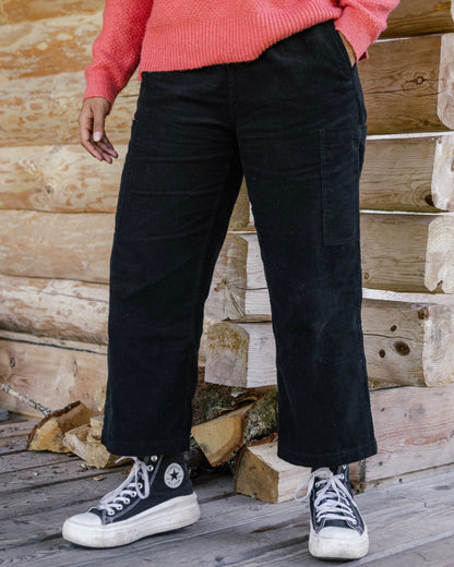 Someday Cotton Corduroy Cropped Trouser - Black - Lifestyle