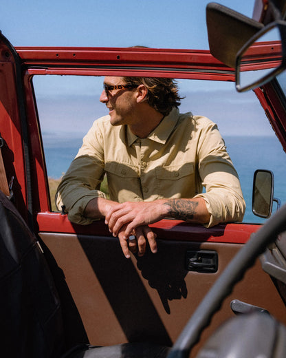 Acreage Cotton LS Shirt - Warm Beige - Lifestyle