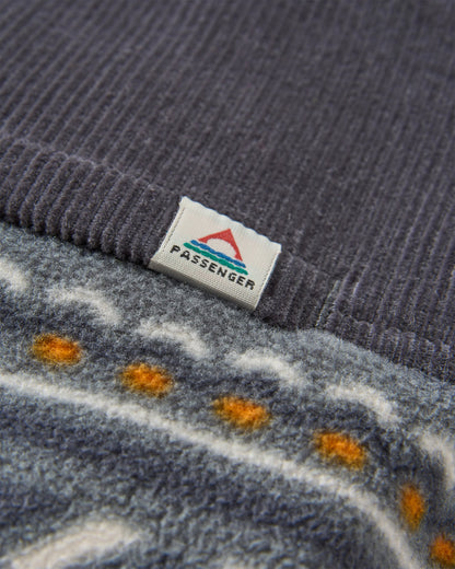 Somewhere Fleece - Geo Tracks Charcoal - Flatlay