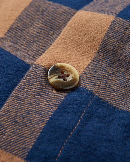 Rustic Cotton Shirt - Toffee/Rich Navy Buffalo - Flatlay