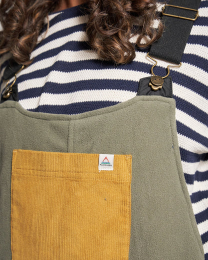 Ace Polar Fleece Dungarees - Dusty Olive - Studio Model