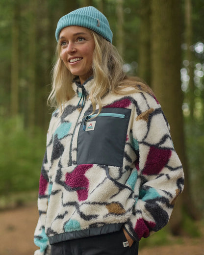 Ravi Sherpa Fleece - Abstract Trails Off White - Lifestyle