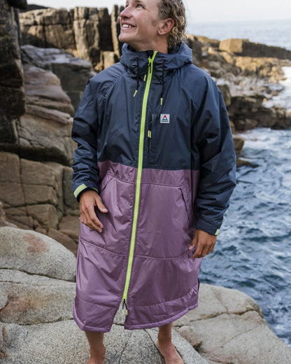 Waves Sherpa Lined Changing Robe - Grape / Charcoal - Lifestyle - Male