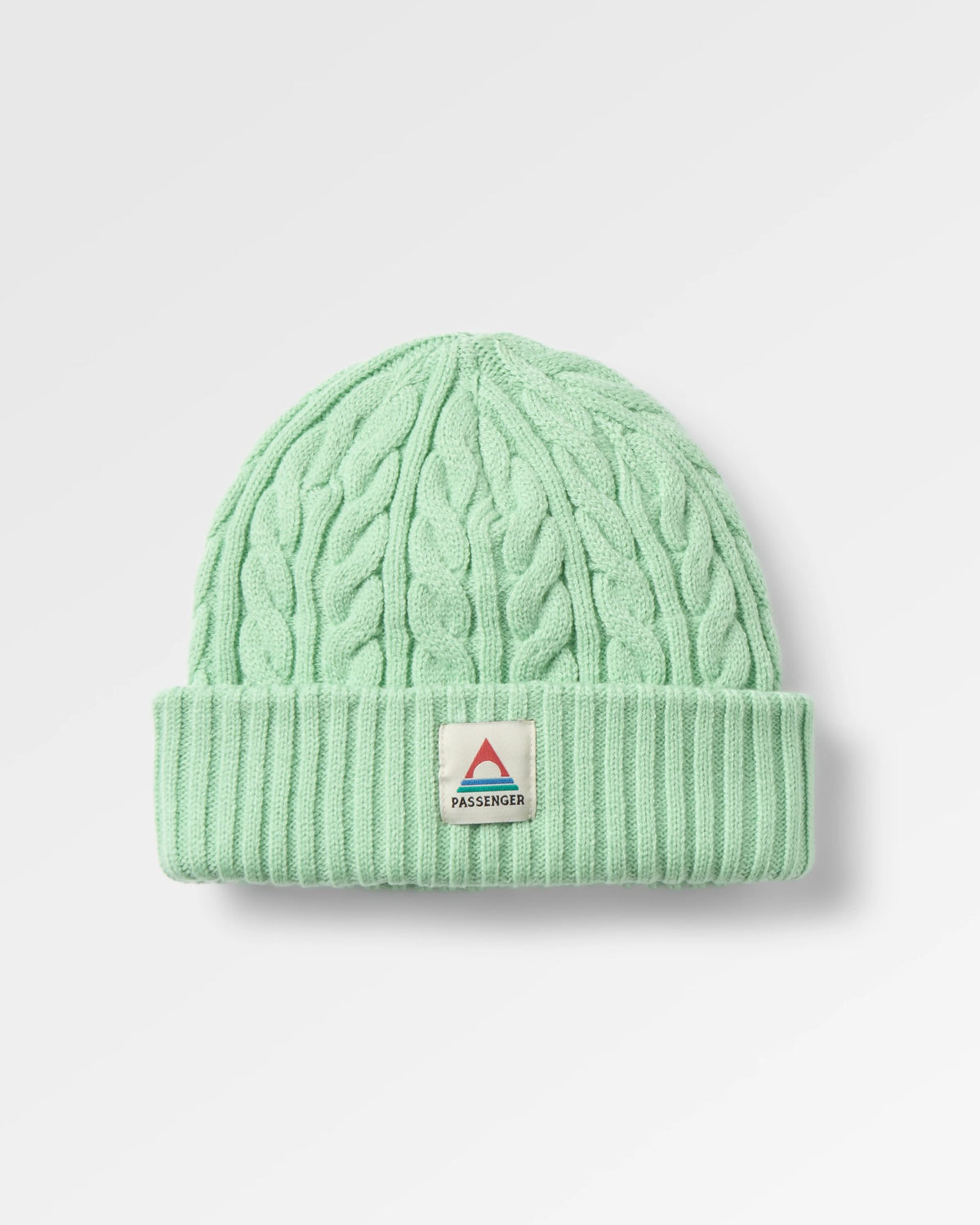 Fireside Cable Knit Beanie - Seafoam - Flatlay
