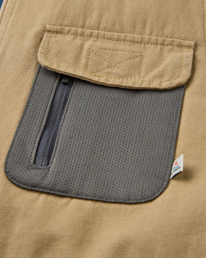 Explorers Cotton Canvas Gilet - Stone - Flatlay
