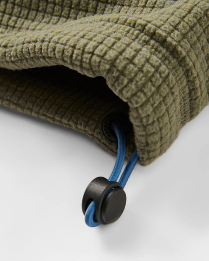 Point Grid Polar Fleece Hoodie - Dusty Olive - Flatlay