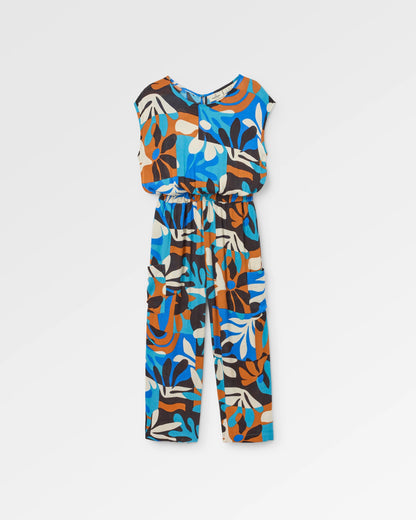 Thimbleberry Jumpsuit - Mountain Foliage Blue - Flatlay