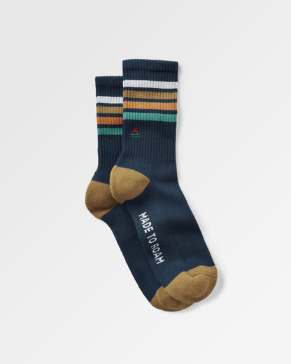 Classic Midweight Crew Socks - Rich Navy - Flatlay