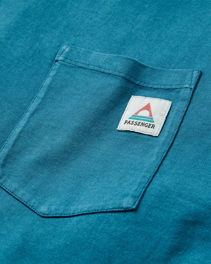 Heritage Relaxed Fit LS T-Shirt - Tidal Blue - Flatlay