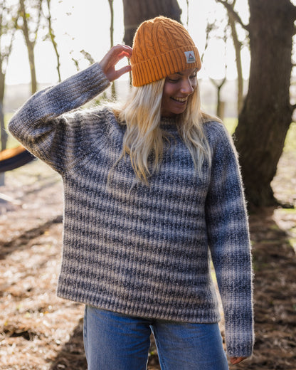 Mountainside Mock Neck Knitted Jumper - Multi Grey - Lifestyle