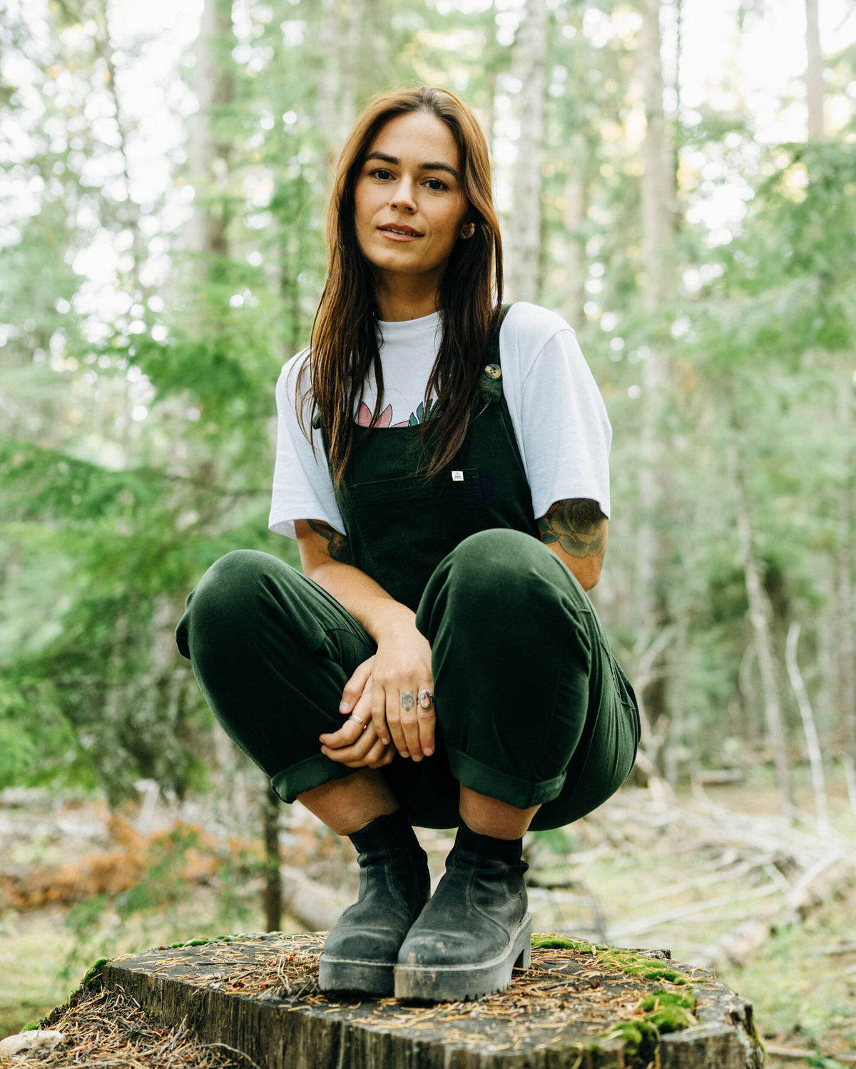 Meadows Cotton Cord Dungarees - Fir Tree - Lifestyle