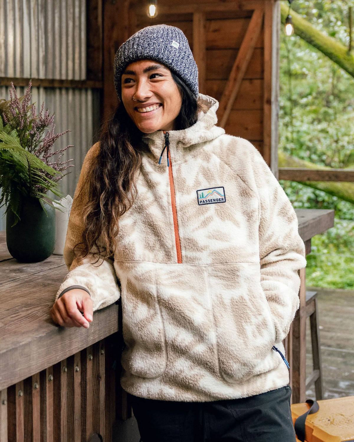 Maine 1/2 Zip Sherpa Fleece - Abstract Mountain Birch - Lifestyle