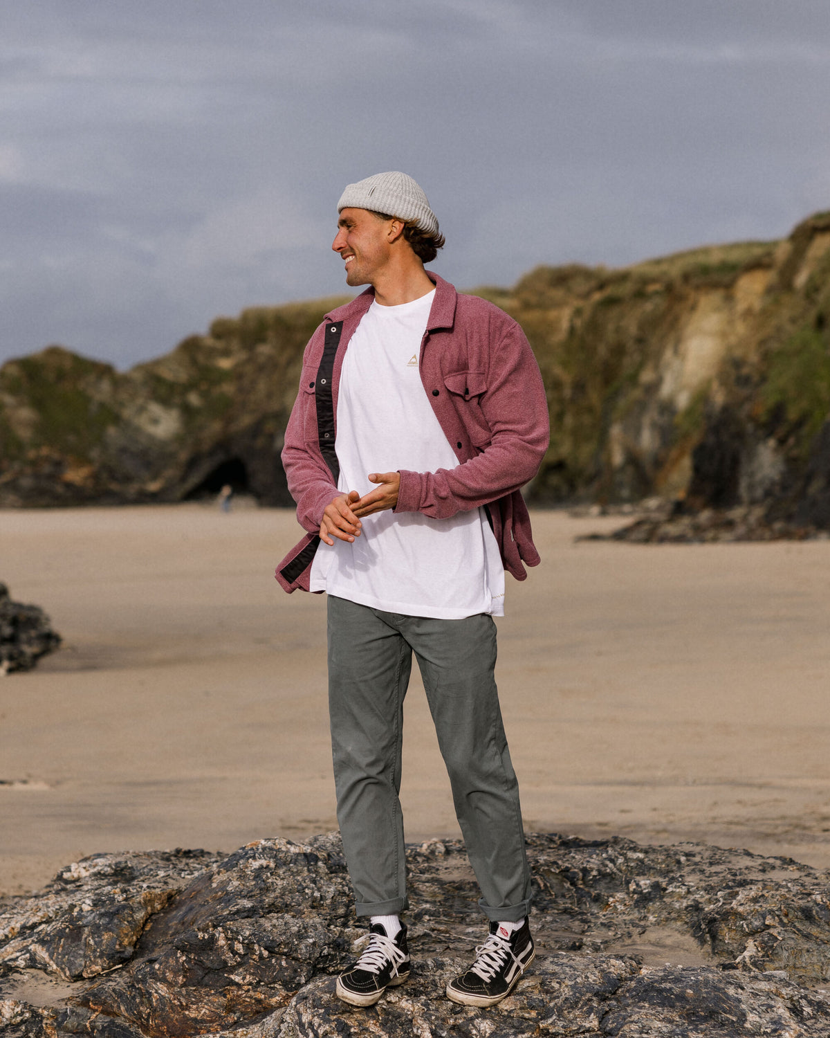 Maple Polar Fleece Shirt - Wine Marl - Lifestyle