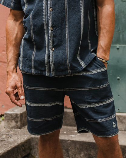 Drifter Cotton Jacquard Short - Deep Navy Jacquard Stripe - Lifestyle