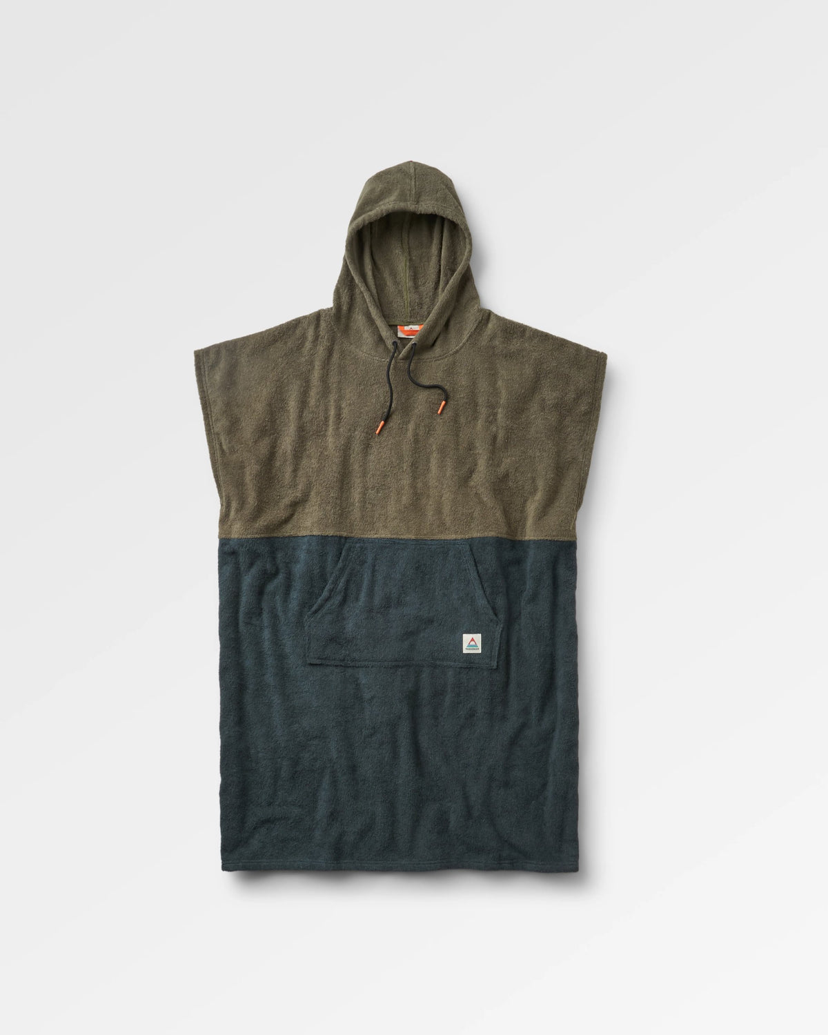 Shoreline Cotton Towel Poncho - Dusty Olive/Charcoal - Flatlay