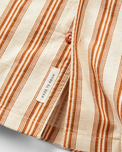 Cove Cotton Textured Shirt - Sunset Orange Stripe - Flatlay