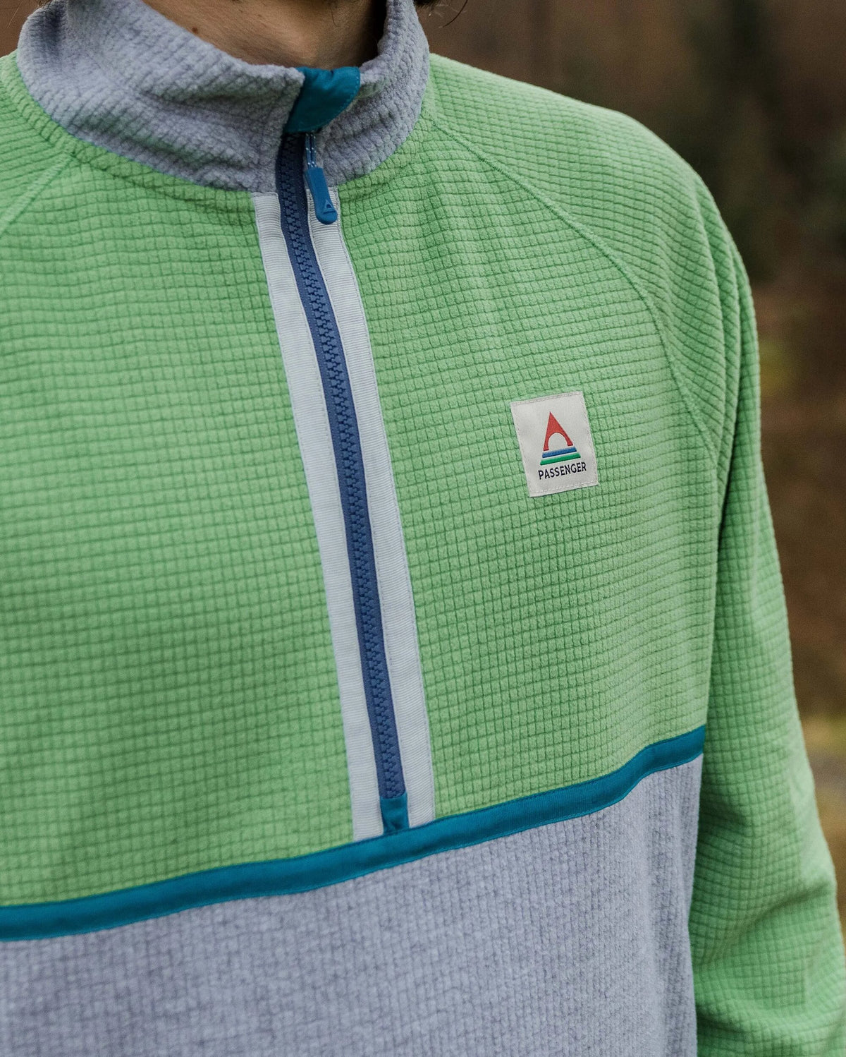 Overlook Grid Polar Fleece - Green Spruce/Grey Marl - Lifestyle