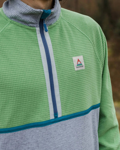 Overlook Grid Polar Fleece - Green Spruce/Grey Marl - Lifestyle