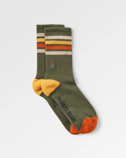 Classic Midweight Crew Socks - Khaki - Flatlay