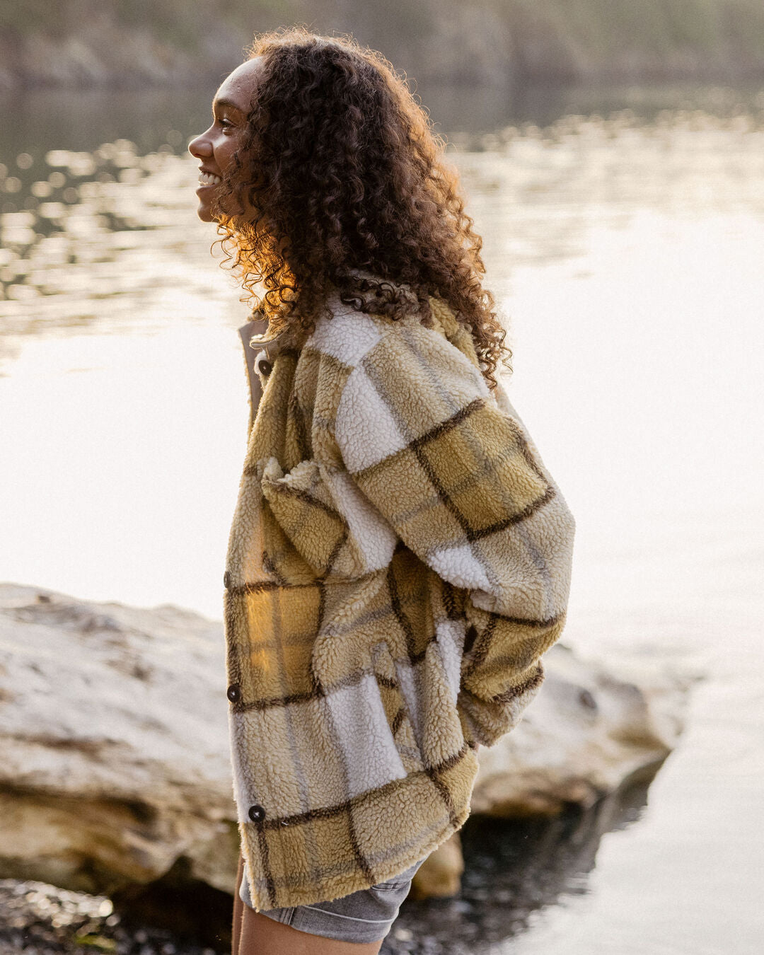 Olympus Yarn Dye Sherpa Fleece Shirt - Honey Check - Lifestyle