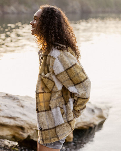 Olympus Yarn Dye Sherpa Fleece Shirt - Honey Check - Lifestyle
