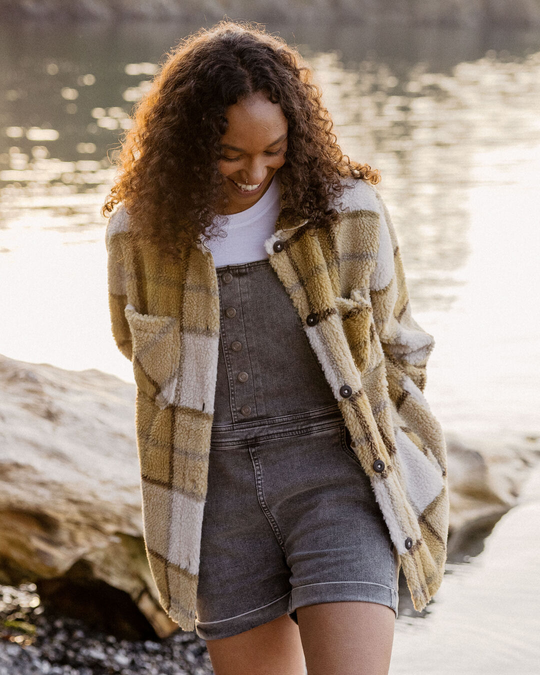 Olympus Yarn Dye Sherpa Fleece Shirt - Honey Check - Lifestyle