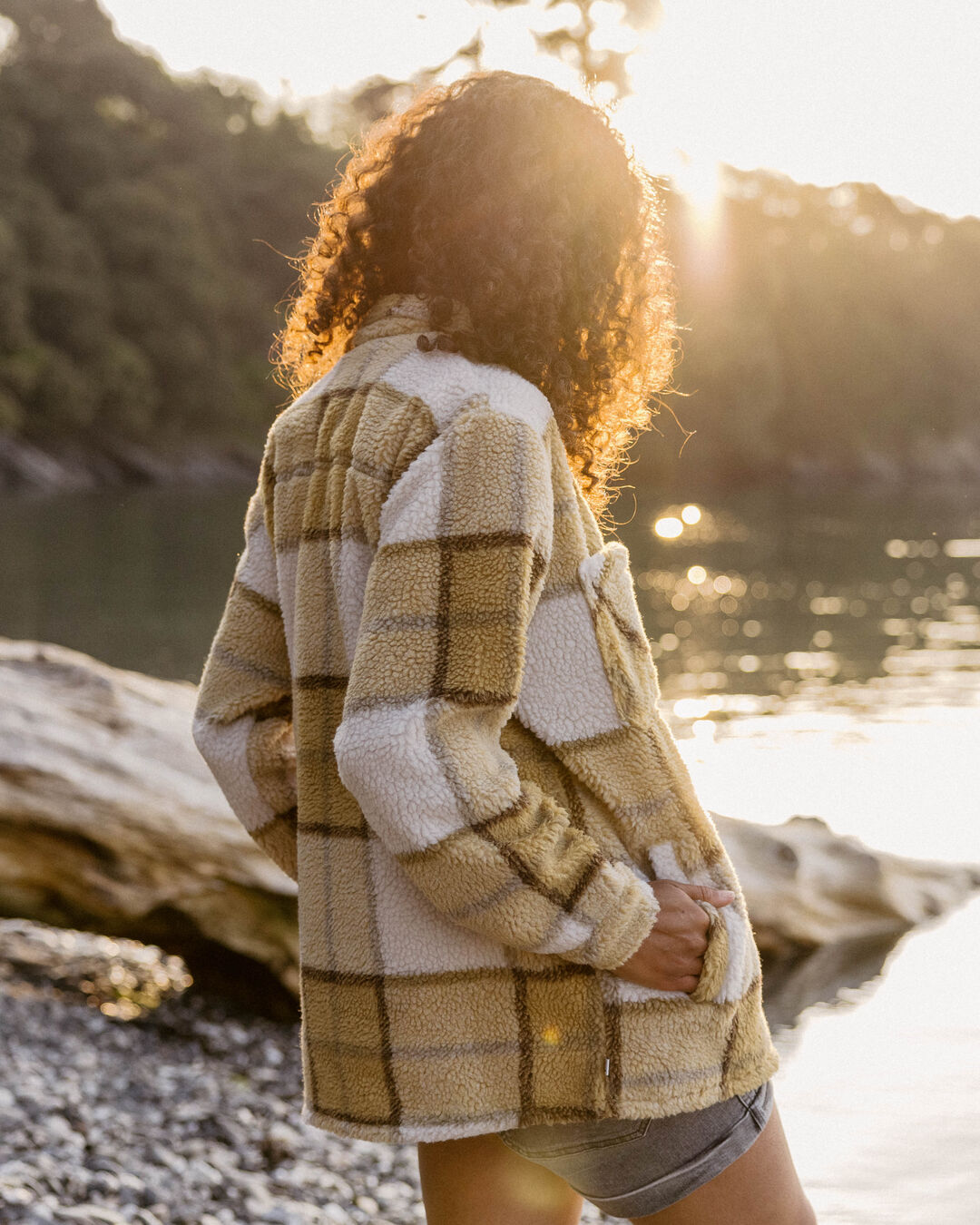 Olympus Yarn Dye Sherpa Fleece Shirt - Honey Check - Lifestyle