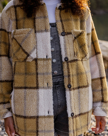 Olympus Yarn Dye Sherpa Fleece Shirt - Honey Check - Lifestyle