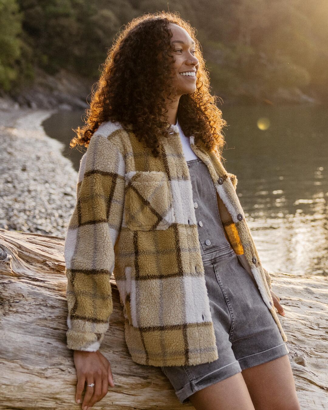 Olympus Yarn Dye Sherpa Fleece Shirt - Honey Check - Lifestyle