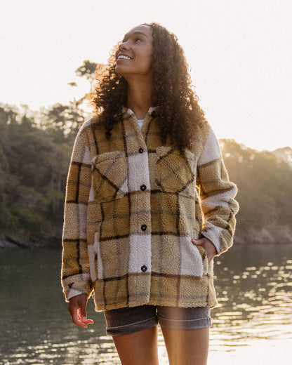 Olympus Yarn Dye Sherpa Fleece Shirt - Honey Check - Lifestyle