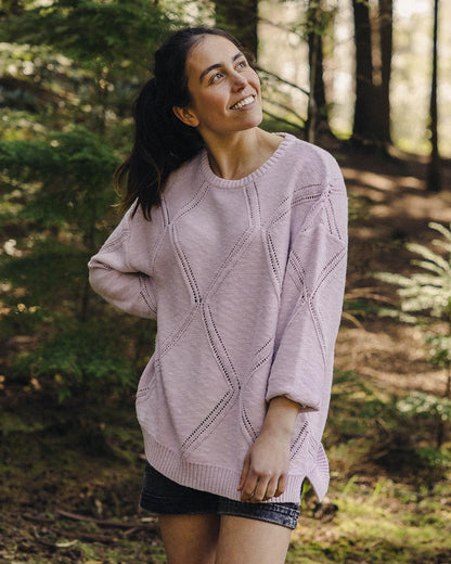 Palm Oversized Knitted Jumper - Orchid Hush - Lifestyle
