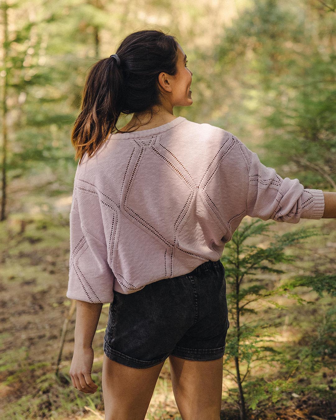 Palm Oversized Knitted Jumper - Orchid Hush - Lifestyle