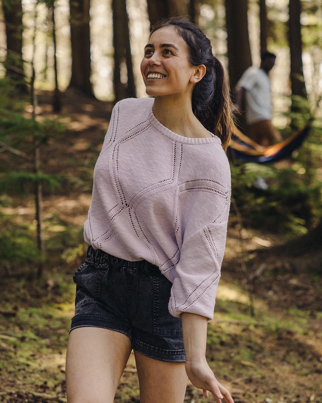 Palm Oversized Knitted Jumper - Orchid Hush - Lifestyle