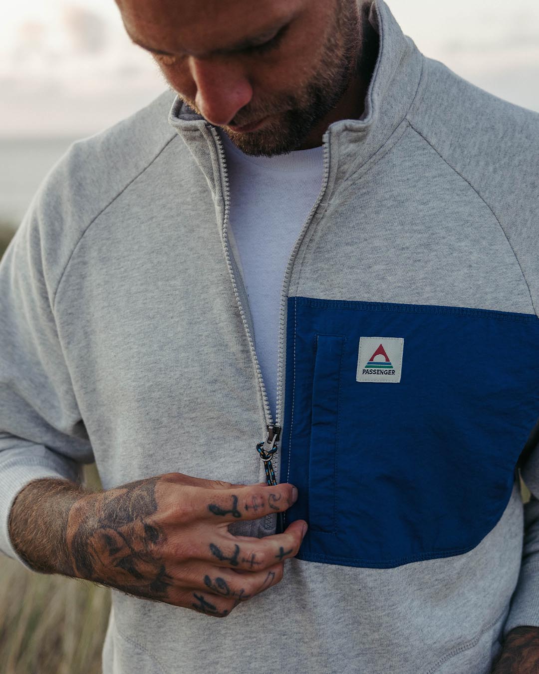 Offgrid 1/4 Zip Sweatshirt - Grey Marl - Lifestyle