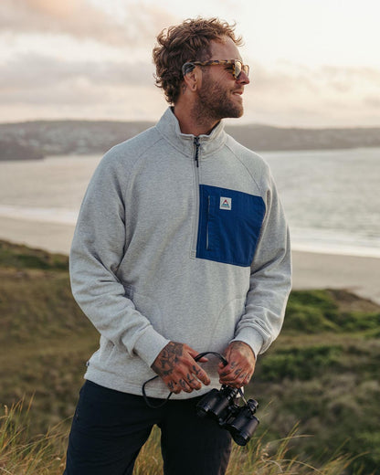 Offgrid 1/4 Zip Sweatshirt - Grey Marl - Lifestyle